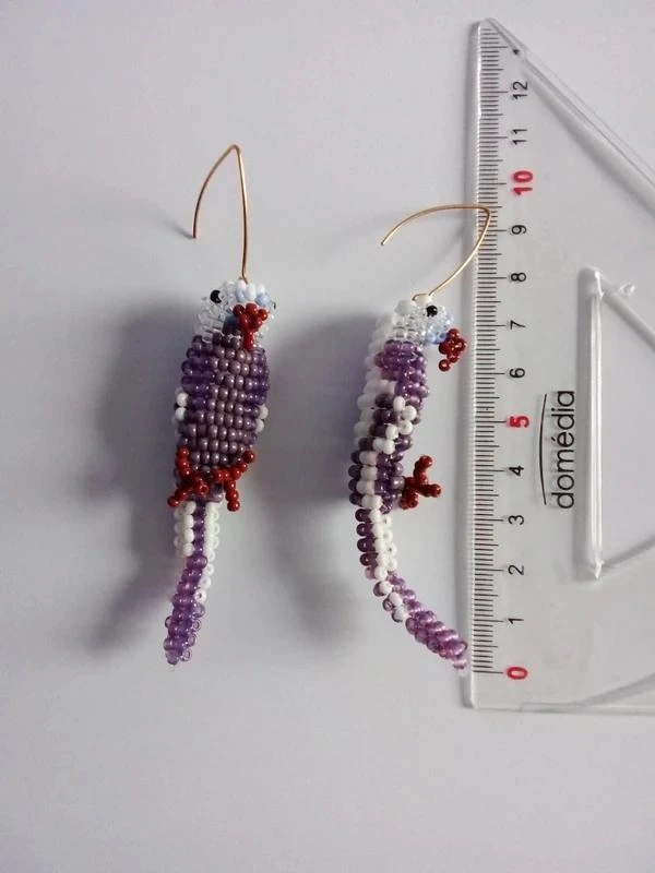 Brincos "papagaio roxo-branco" em pérolas – photo 5